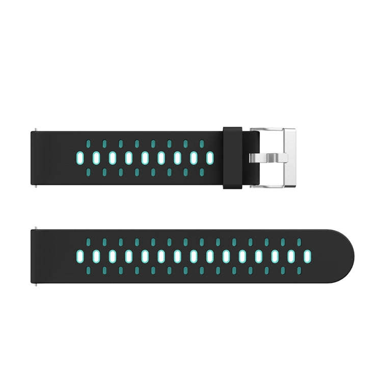 For Samsung Galaxy Watch 3 45mm Three Row Holes Silicone Watch Band(Black Mint Green)