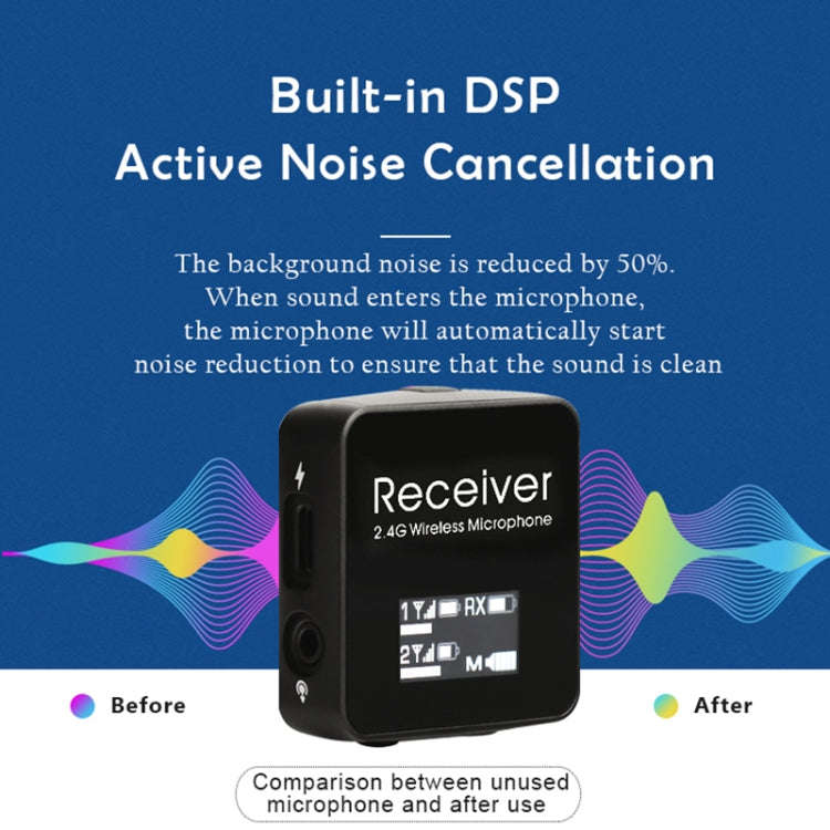 AY123 2.4G Wireless Lavalier Microphone with Digital Display(Black)