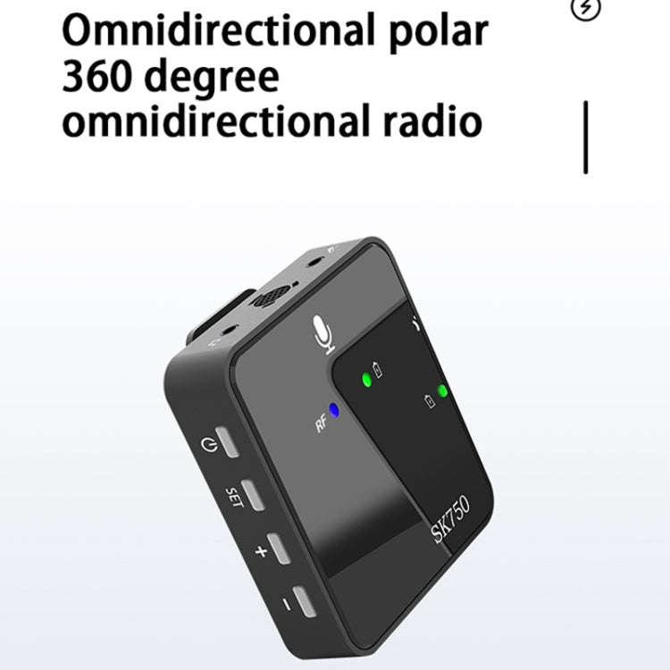 SK750 Type-C Charging One for One Wireless Lavalier Mini Microphone(Black)