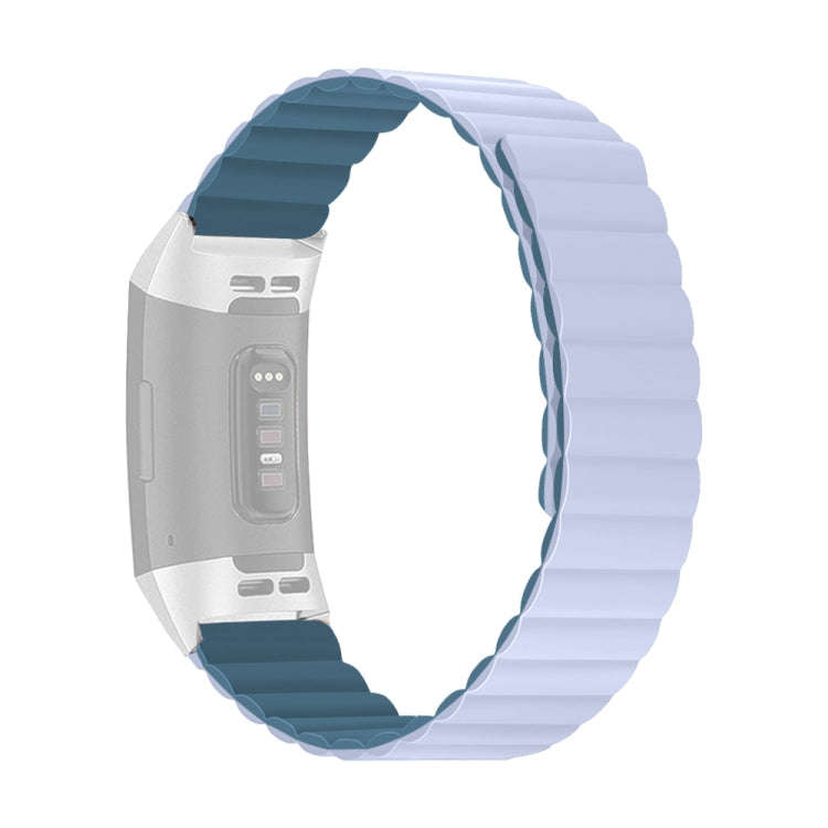 For Fitbit Charge 3 / 4 Silicone Magnetic Watch Band(Peacock Blue)