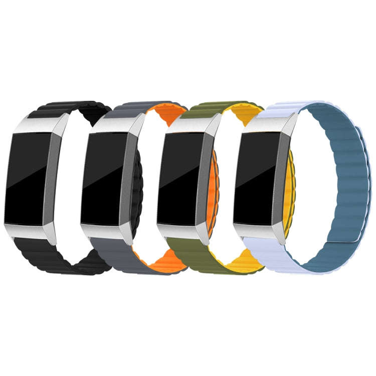 For Fitbit Charge 3 / 4 Silicone Magnetic Watch Band(Peacock Blue)