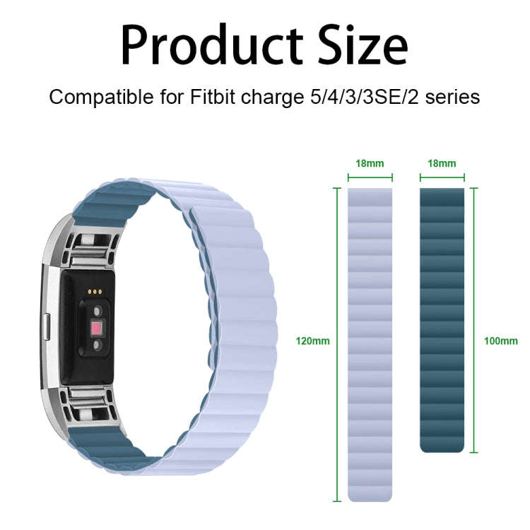 For Fitbit Charge 3 / 4 Silicone Magnetic Watch Band(Peacock Blue)