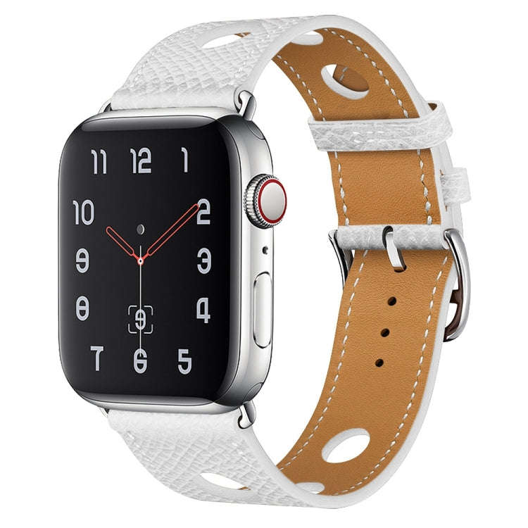 PU Silver Buckle Watch Band For Apple Watch Series 9&8&7 41mm / SE 3&SE 2&6&SE&5&4 40mm / 3&2&1 3...