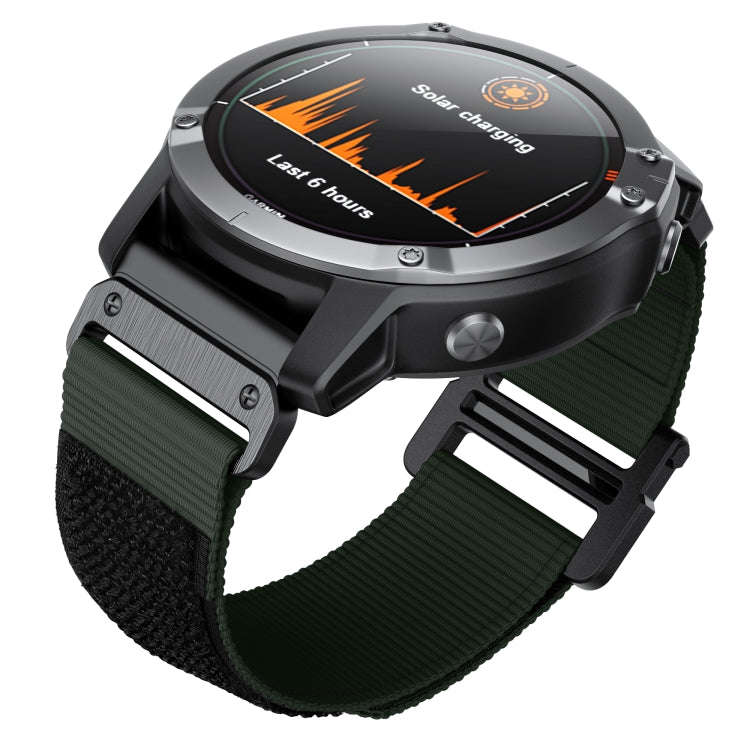For Garmin Fenix 6X / 5X 26mm Hook And Loop Fastener Nylon Watch Band(Army Green)
