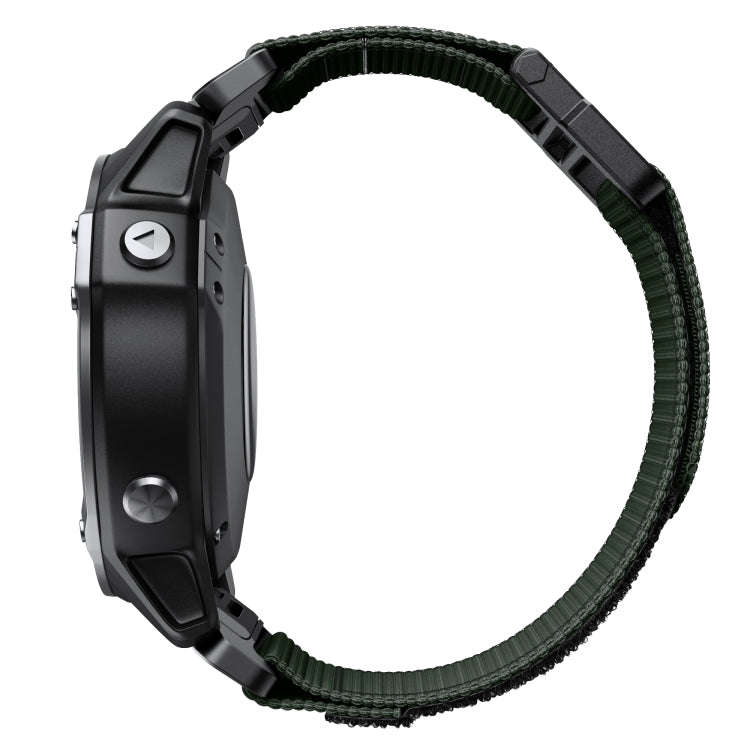 For Garmin Fenix 6X / 5X 26mm Hook And Loop Fastener Nylon Watch Band(Army Green)