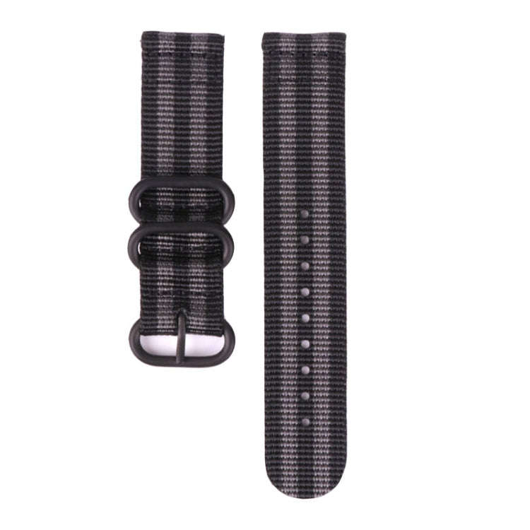For Suunto 7 Three-ring Steel Buckle Nylon Watch Band(Black Grey)
