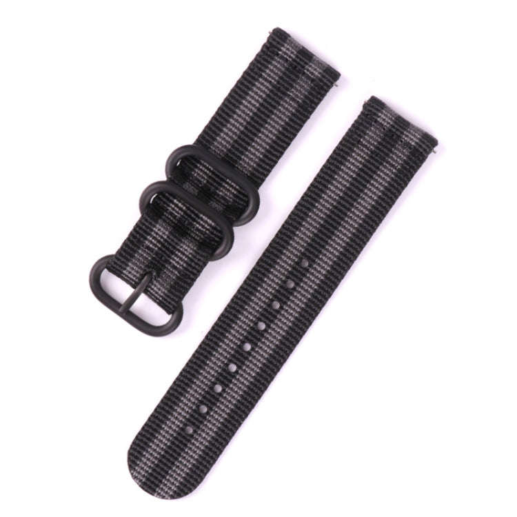 For Suunto 7 Three-ring Steel Buckle Nylon Watch Band(Black Grey)