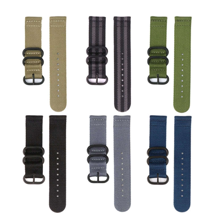 For Suunto 7 Three-ring Steel Buckle Nylon Watch Band(Black Grey)