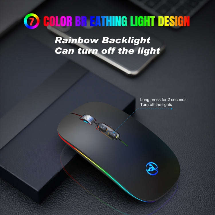 HXSJ M103FG 1600dpi Adjustable 2.4G RGB Light Wireless Mouse(Black)