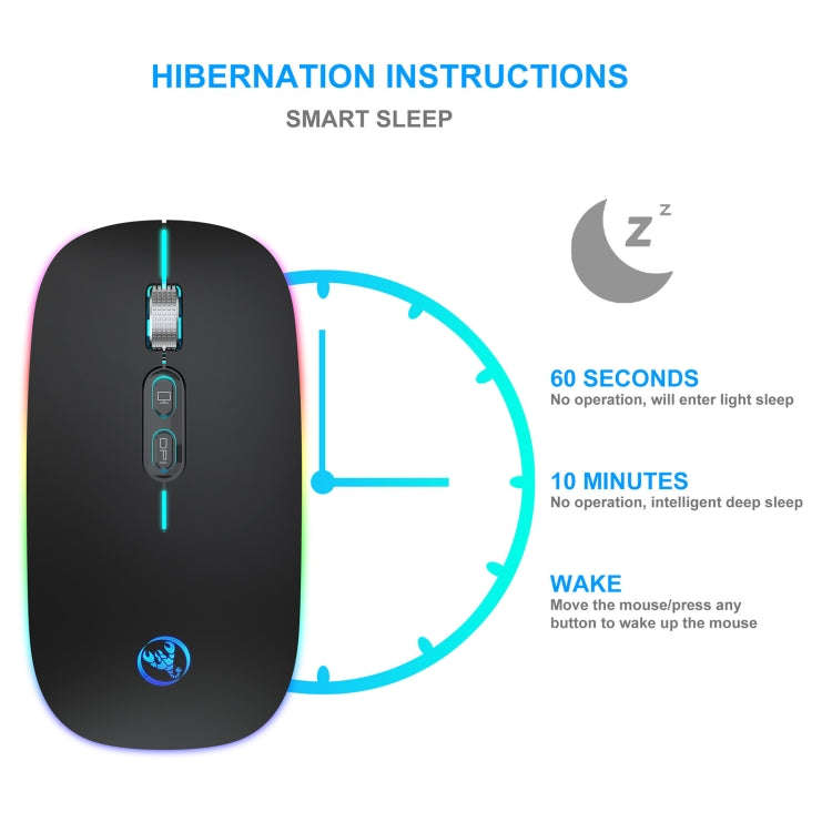 HXSJ M103FG 1600dpi Adjustable 2.4G + Bluetooth RGB Light Wireless Mouse(Black)