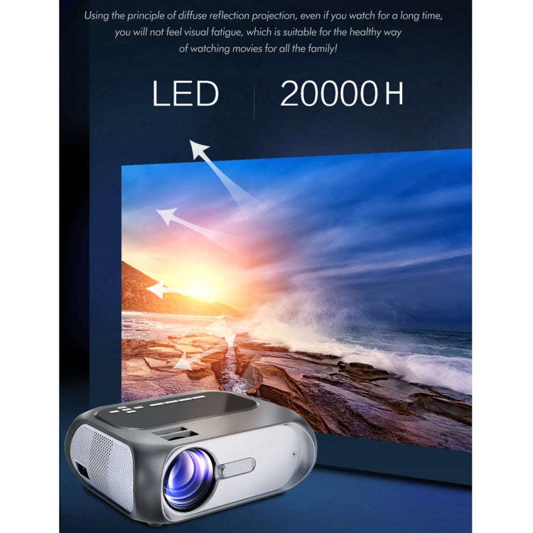 T7i 720P 200 ANSI Home Theater LED HD Digital Projector, Same Screen Version, EU Plug(Silver Grey)