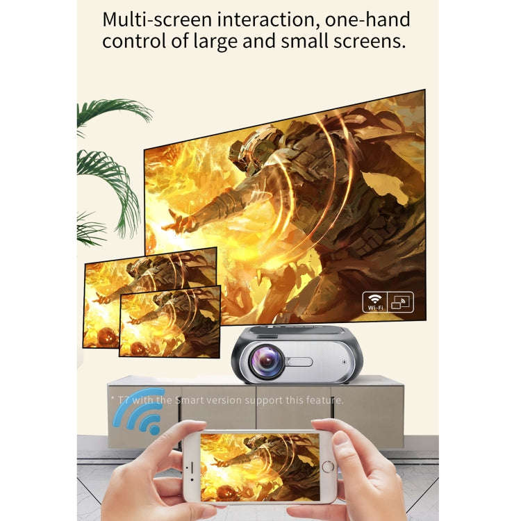 T7i 720P 200 ANSI Home Theater LED HD Digital Projector, Same Screen Version, EU Plug(Silver Grey)