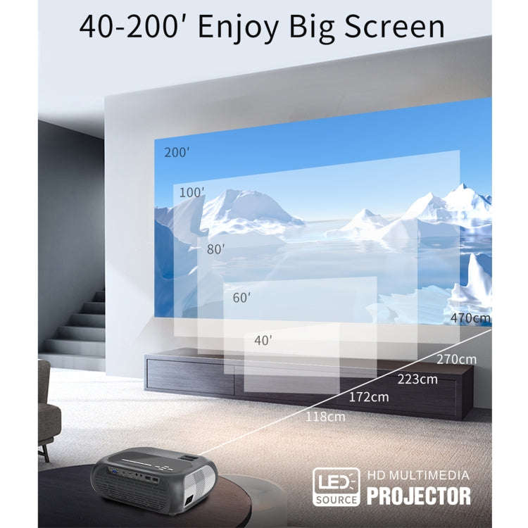 T7i 720P 200 ANSI Home Theater LED HD Digital Projector, Same Screen Version, EU Plug(Silver Grey)
