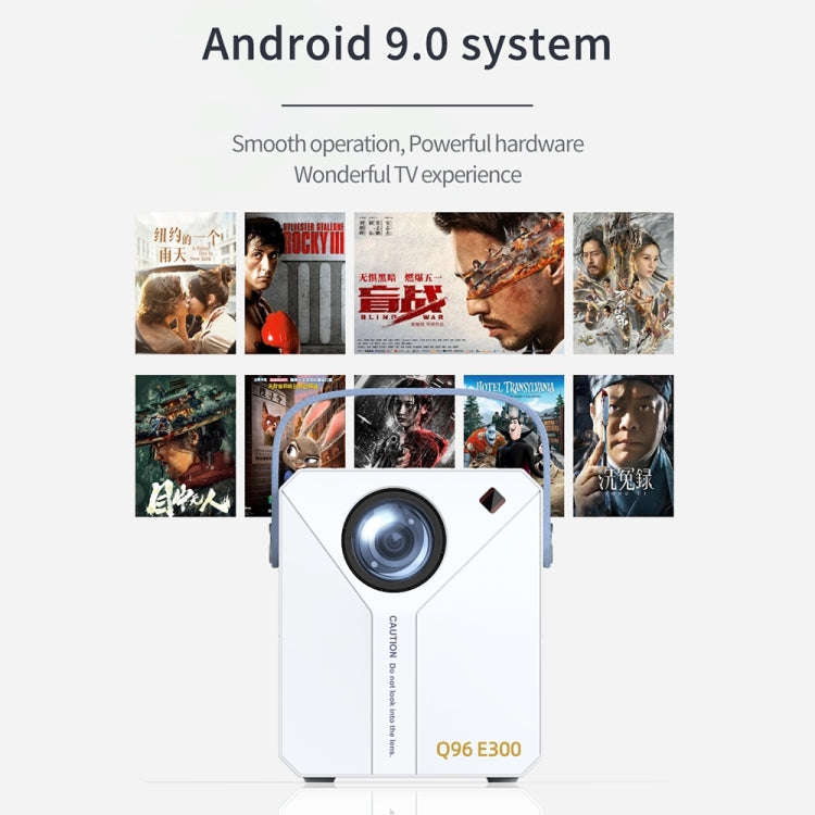 Q96 E300 Intelligent Portable HD 4K Projector, EU Plug, Specification:Basic Version(White)
