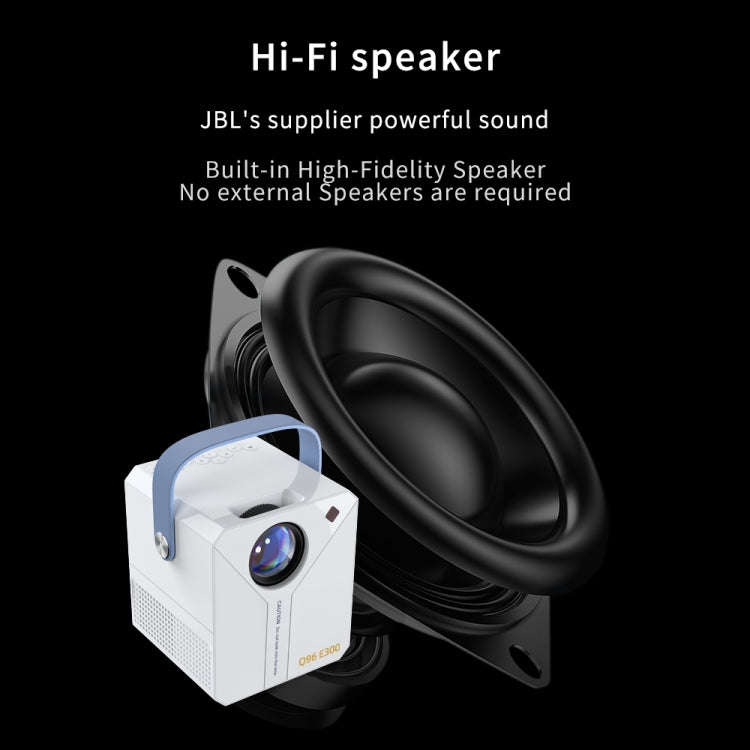Q96 E300 Intelligent Portable HD 4K Projector, EU Plug, Specification: Phone Screen Version(White)