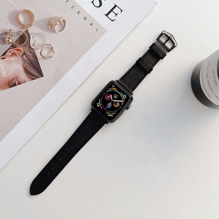 Leather Strap For Apple Watch Series 9&8&7 41mm / SE 3&SE 2&6&SE&5&4 40mm / 3&2&1 38mm(Black)
