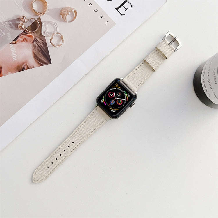 Leather Strap For Apple Watch Series 9&8&7 41mm / SE 3&SE 2&6&SE&5&4 40mm / 3&2&1 38mm(White)