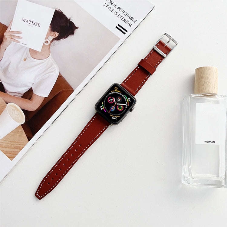 Flat Texture Leather Strap For Apple Watch Ultra 49mm&Watch Ultra 2 49mm / Series 9&8&7 45mm / SE...