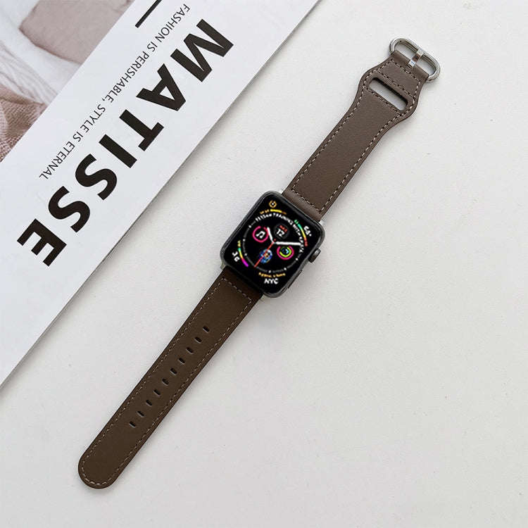Oval Buckle Genuine Leather Strap For Apple Watch Series 9&8&7 41mm / SE 3&SE 2&6&SE&5&4 40mm / 3...