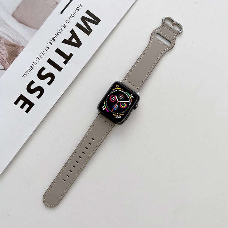 Oval Buckle Genuine Leather Strap For Apple Watch Series 9&8&7 41mm / SE 3&SE 2&6&SE&5&4 40mm / 3...