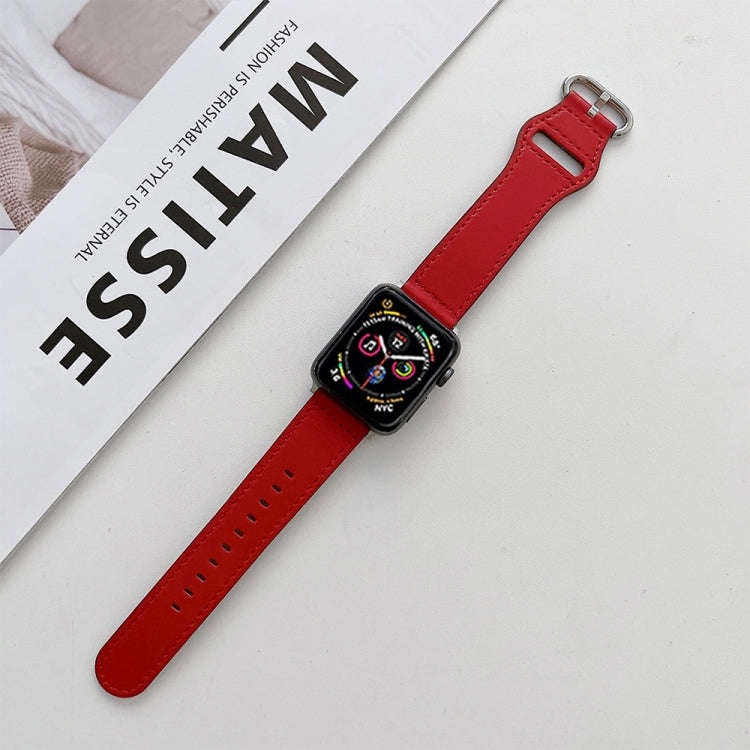 Oval Buckle Genuine Leather Strap For Apple Watch Series 9&8&7 41mm / SE 3&SE 2&6&SE&5&4 40mm / 3...