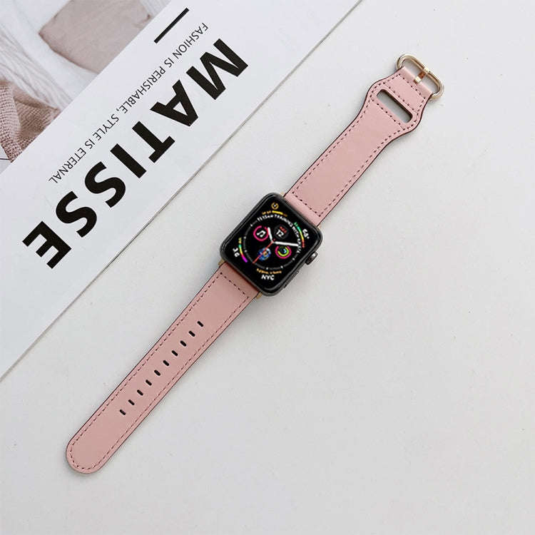 Oval Buckle Genuine Leather Strap For Apple Watch Series 9&8&7 41mm / SE 3&SE 2&6&SE&5&4 40mm / 3...
