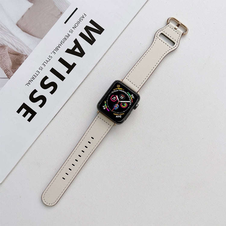 Oval Buckle Genuine Leather Strap For Apple Watch Series 9&8&7 41mm / SE 3&SE 2&6&SE&5&4 40mm / 3...