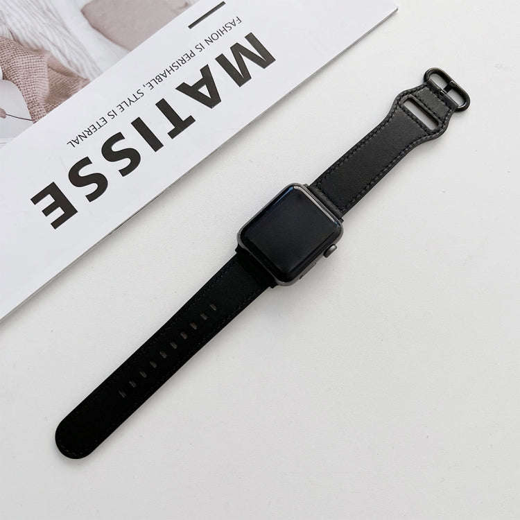 Oval Buckle Genuine Leather Strap For Apple Watch Ultra 49mm&Watch Ultra 2 49mm / Series 9&8&7 45...