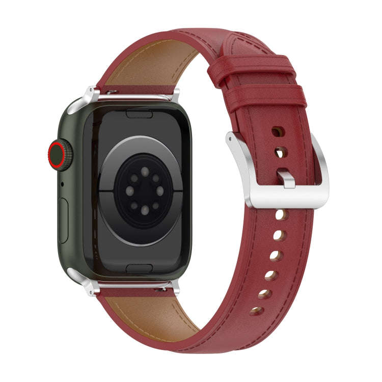 Genuine Leather Watch Band, Size: Small Size For Apple Watch Series 9&8&7 41mm / SE 3&SE 2&6&SE&5...