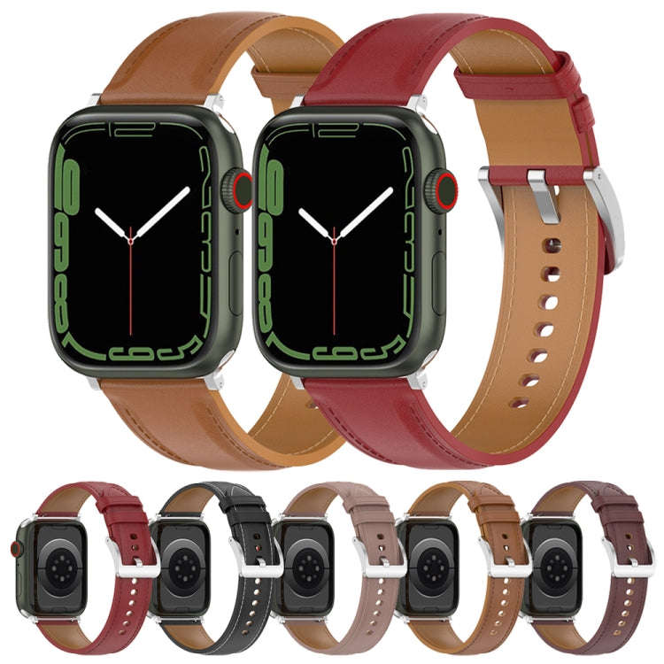 Genuine Leather Watch Band, Size: Small Size For Apple Watch Series 9&8&7 41mm / SE 3&SE 2&6&SE&5...