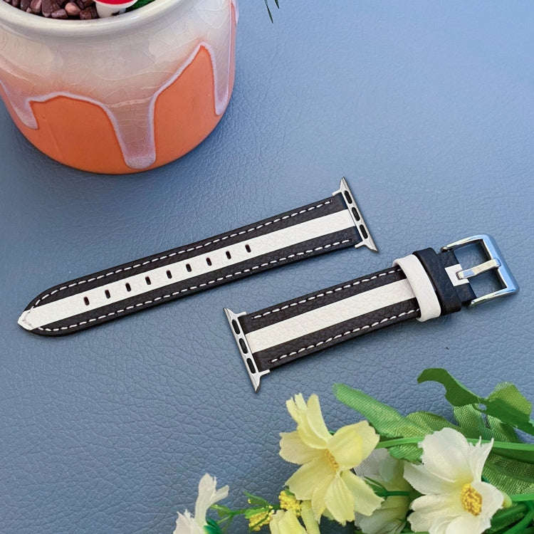 Color Matching Leather Watch Band For Apple Watch Series 9&8&7 41mm / SE 3&SE 2&6&SE&5&4 40mm / 3...