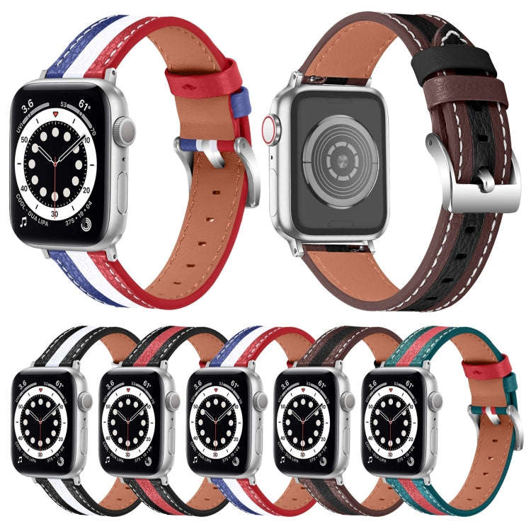 Color Matching Leather Watch Band For Apple Watch Ultra 49mm&Watch Ultra 2 49mm / Series 9&8&7 45...