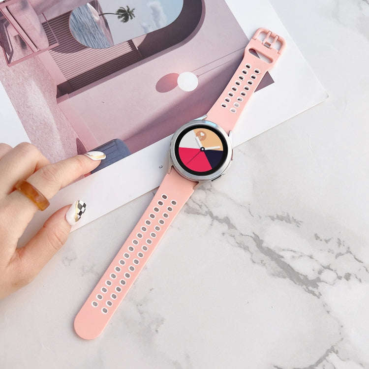 For Samsung Galaxy Watch4 40mm Double Buckles Two-color Silicone Watch Band(Pink White)