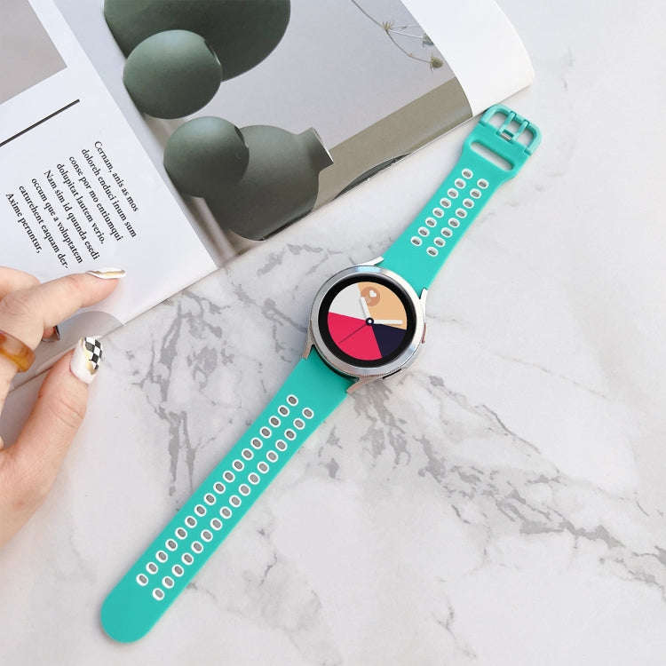 For Samsung Galaxy Watch4 40mm Double Buckles Two-color Silicone Watch Band(Green White)