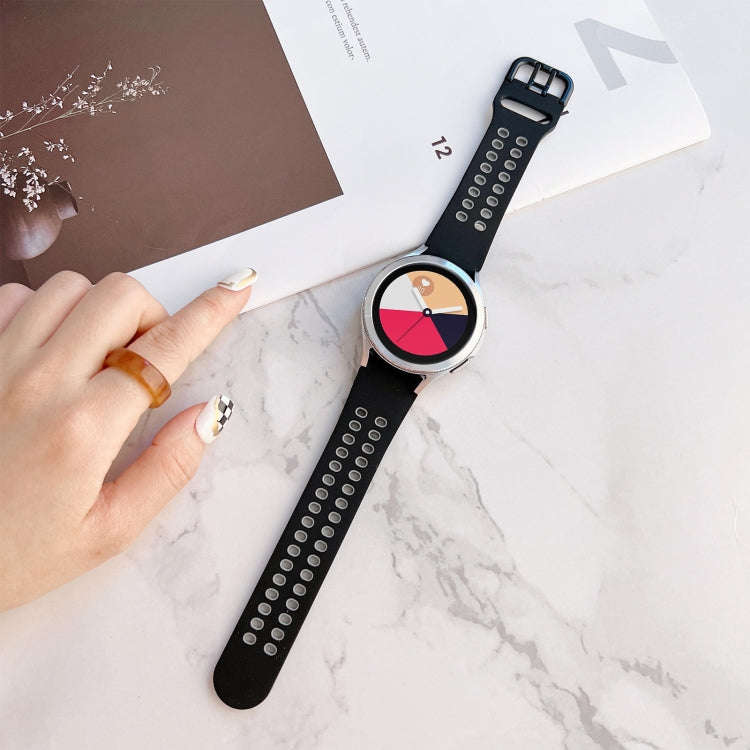 For Samsung Galaxy Watch4 44mm Double Buckles Two-color Silicone Watch Band(Black Grey)