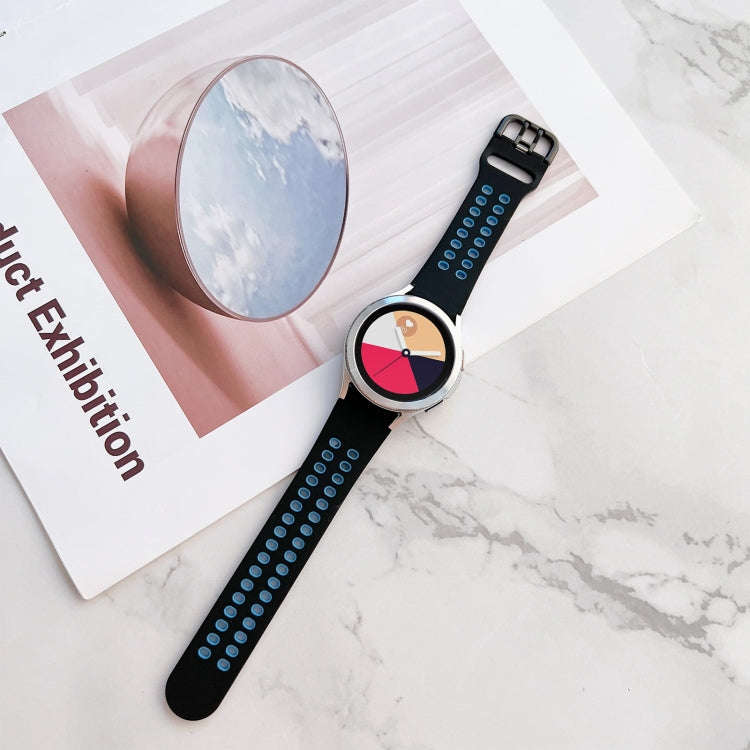 For Samsung Galaxy Watch4 44mm Double Buckles Two-color Silicone Watch Band(Black Blue)