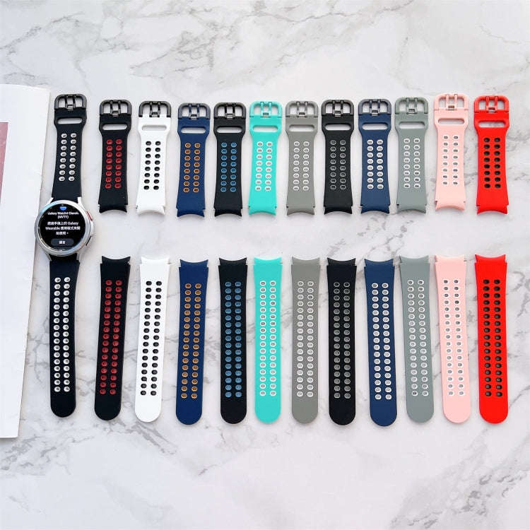 For Samsung Galaxy Watch4 44mm Double Buckles Two-color Silicone Watch Band(Red Black)