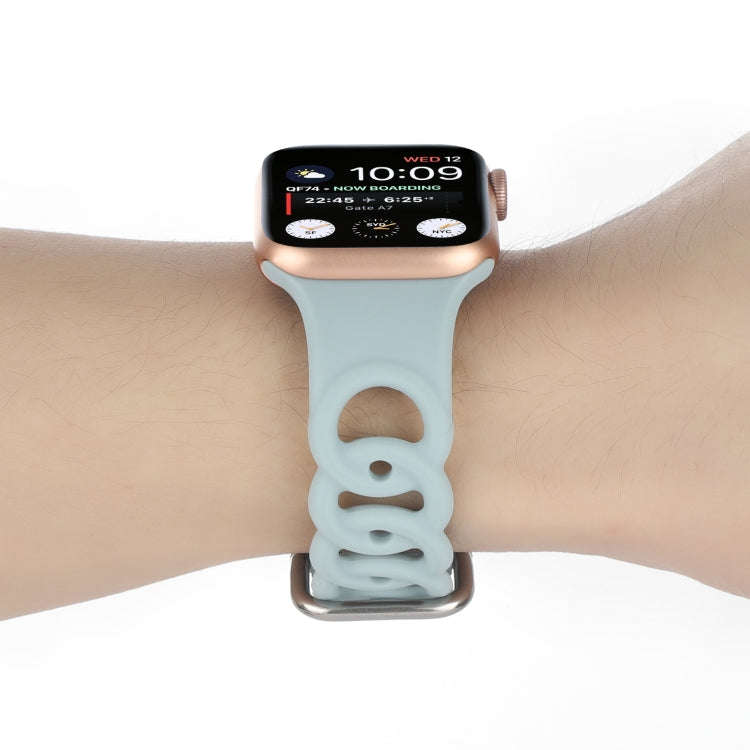 Hollow Out Silicone Watch Band For Apple Watch Series 9&8&7 41mm / SE 3&SE 2&6&SE&5&4 40mm / 3&2&...