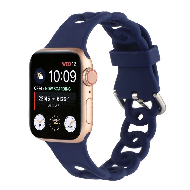 Hollow Out Silicone Watch Band For Apple Watch Series 9&8&7 41mm / SE 3&SE 2&6&SE&5&4 40mm / 3&2&...