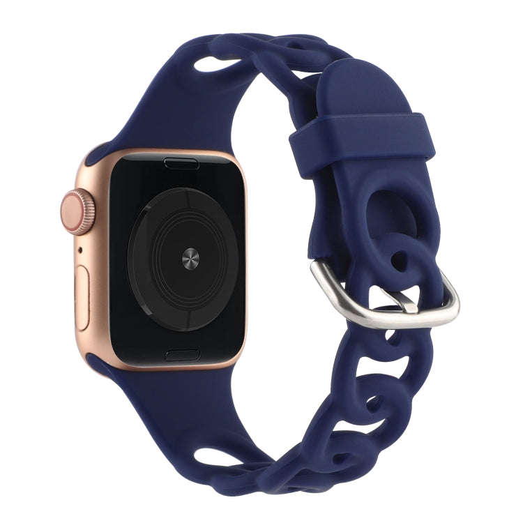 Hollow Out Silicone Watch Band For Apple Watch Series 9&8&7 41mm / SE 3&SE 2&6&SE&5&4 40mm / 3&2&...