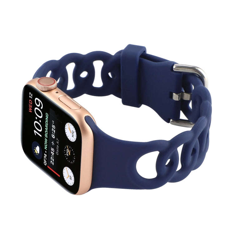 Hollow Out Silicone Watch Band For Apple Watch Series 9&8&7 41mm / SE 3&SE 2&6&SE&5&4 40mm / 3&2&...
