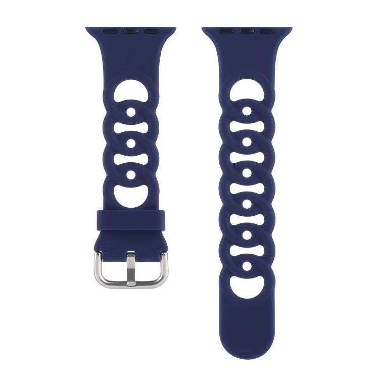 Hollow Out Silicone Watch Band For Apple Watch Series 9&8&7 41mm / SE 3&SE 2&6&SE&5&4 40mm / 3&2&...