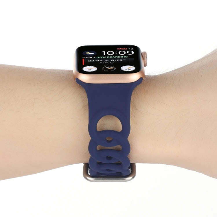 Hollow Out Silicone Watch Band For Apple Watch Series 9&8&7 41mm / SE 3&SE 2&6&SE&5&4 40mm / 3&2&...
