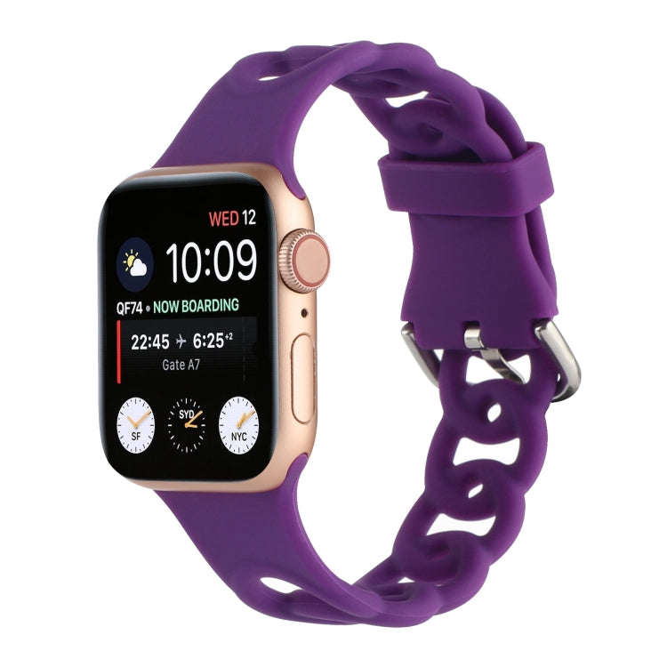 Hollow Out Silicone Watch Band For Apple Watch Series 9&8&7 41mm / SE 3&SE 2&6&SE&5&4 40mm / 3&2&...