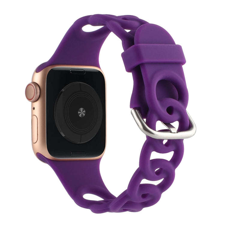 Hollow Out Silicone Watch Band For Apple Watch Series 9&8&7 41mm / SE 3&SE 2&6&SE&5&4 40mm / 3&2&...