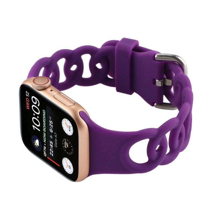 Hollow Out Silicone Watch Band For Apple Watch Series 9&8&7 41mm / SE 3&SE 2&6&SE&5&4 40mm / 3&2&...