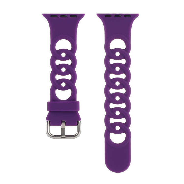 Hollow Out Silicone Watch Band For Apple Watch Series 9&8&7 41mm / SE 3&SE 2&6&SE&5&4 40mm / 3&2&...