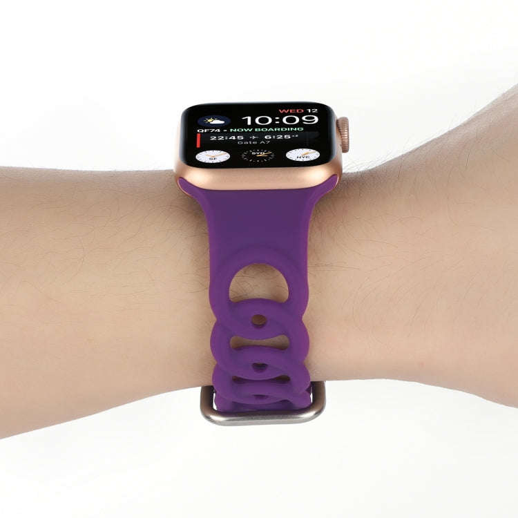 Hollow Out Silicone Watch Band For Apple Watch Series 9&8&7 41mm / SE 3&SE 2&6&SE&5&4 40mm / 3&2&...