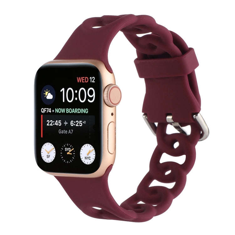 Hollow Out Silicone Watch Band For Apple Watch Series 9&8&7 41mm / SE 3&SE 2&6&SE&5&4 40mm / 3&2&...