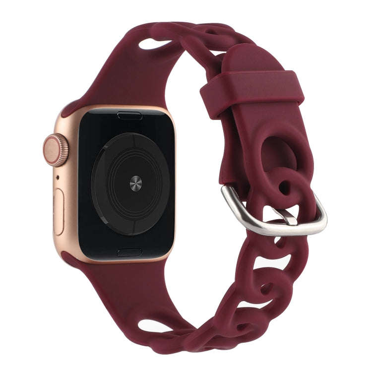 Hollow Out Silicone Watch Band For Apple Watch Series 9&8&7 41mm / SE 3&SE 2&6&SE&5&4 40mm / 3&2&...